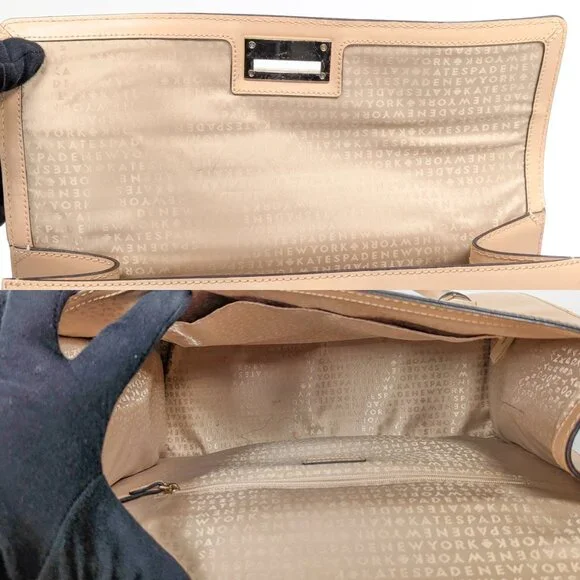 KATE SPADE Leather Gold Clasp Harwood Place Sinclair Nude Hand Bag - Picture 12 of 16
